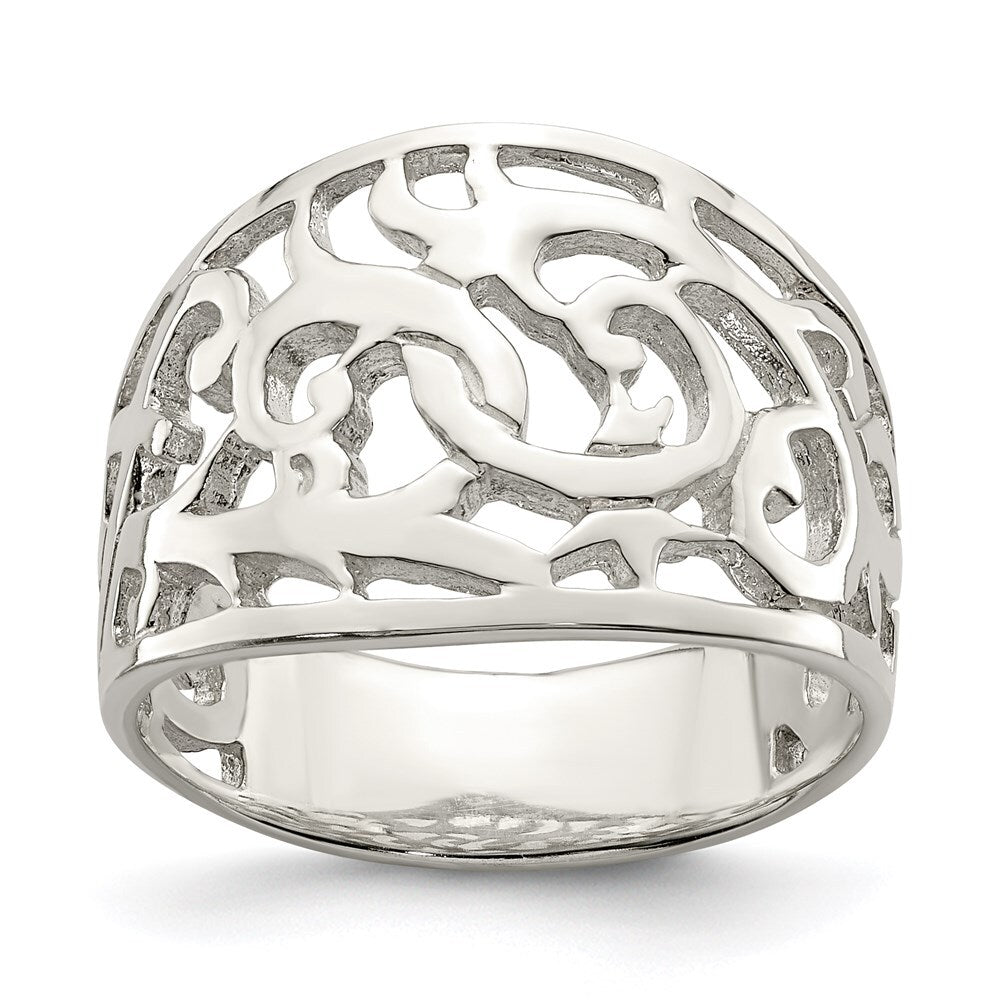 Sterling Silver Rhodium-plated Swirl Ring Size 7