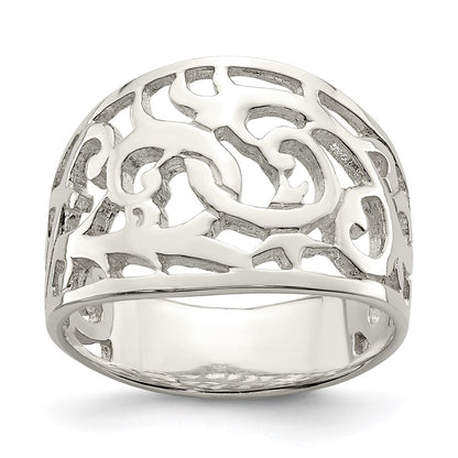 Sterling Silver Rhodium-plated Swirl Ring Size 7