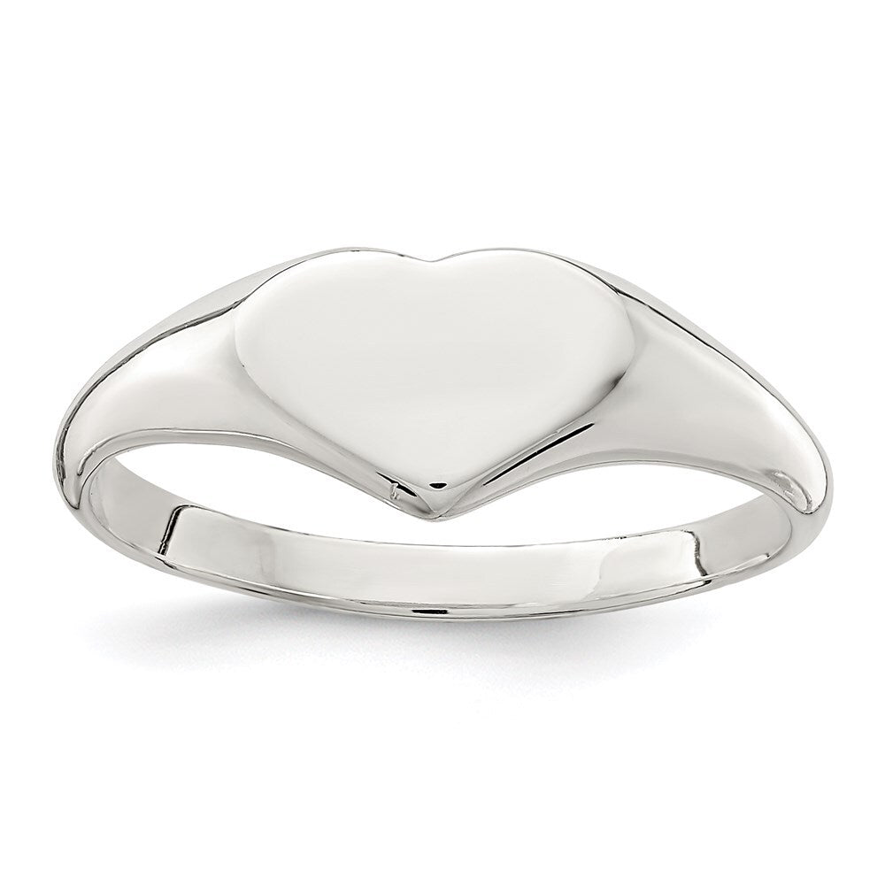 Sterling Silver Heart Signet Ring Size 6