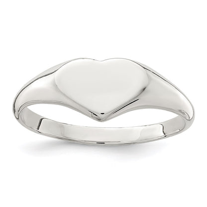 Sterling Silver Heart Signet Ring Size 6