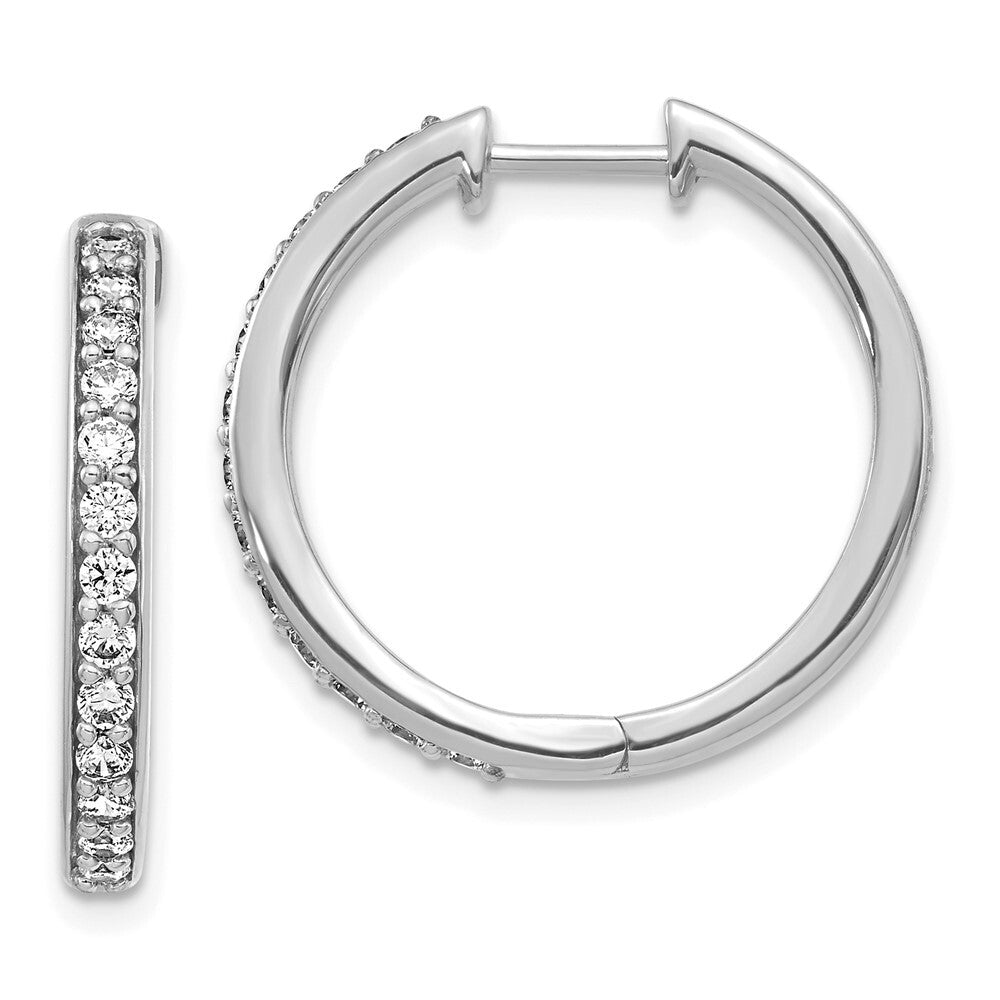14k White Gold Diamond Hinged Hoop Earrings