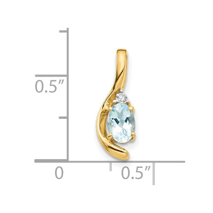 14k Yellow Gold Aquamarine and Diamond Pendant