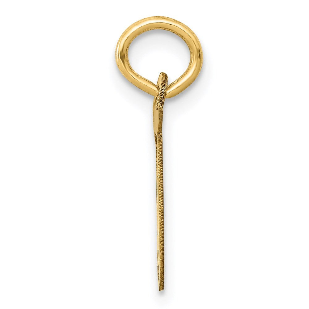 14k Yellow Gold Small Fancy Script Letter T Initial Charm Pendant