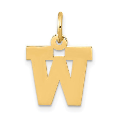 14k Yellow Gold Small Block Letter W Initial Charm Pendant for Women