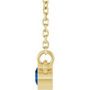 14k Yellow Gold Lab-Grown Blue Sapphire Solitaire 16" Necklace for Women