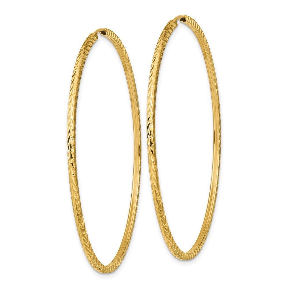 14k Yellow Gold Diamond-cut Square Tube Endless Hoop Earrings