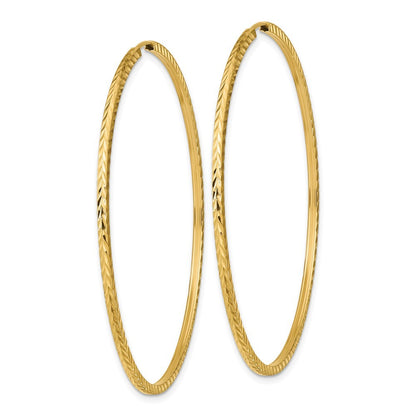 14k Yellow Gold Diamond-cut Square Tube Endless Hoop Earrings