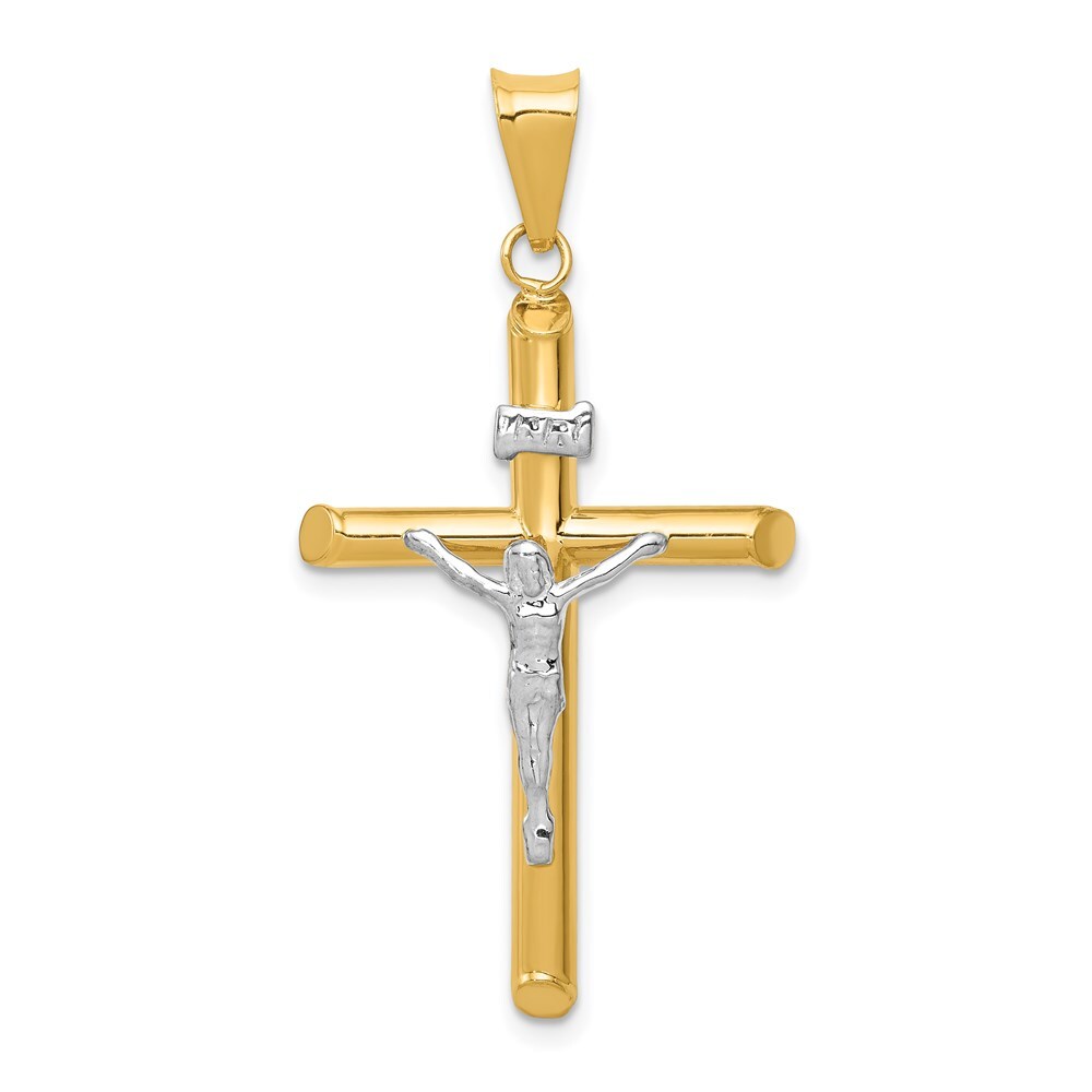 14k Two-tone Gold Polished Jesus Crucifix Pendant for Women