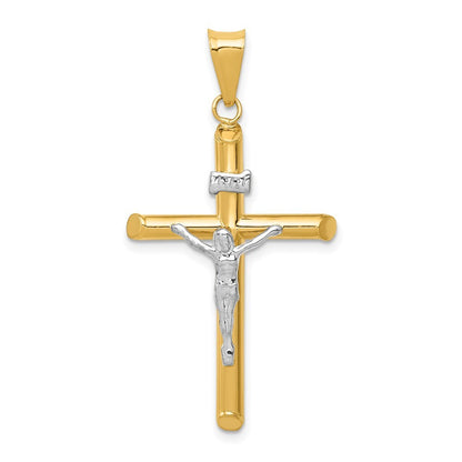 14k Two-tone Gold Polished Jesus Crucifix Pendant for Women