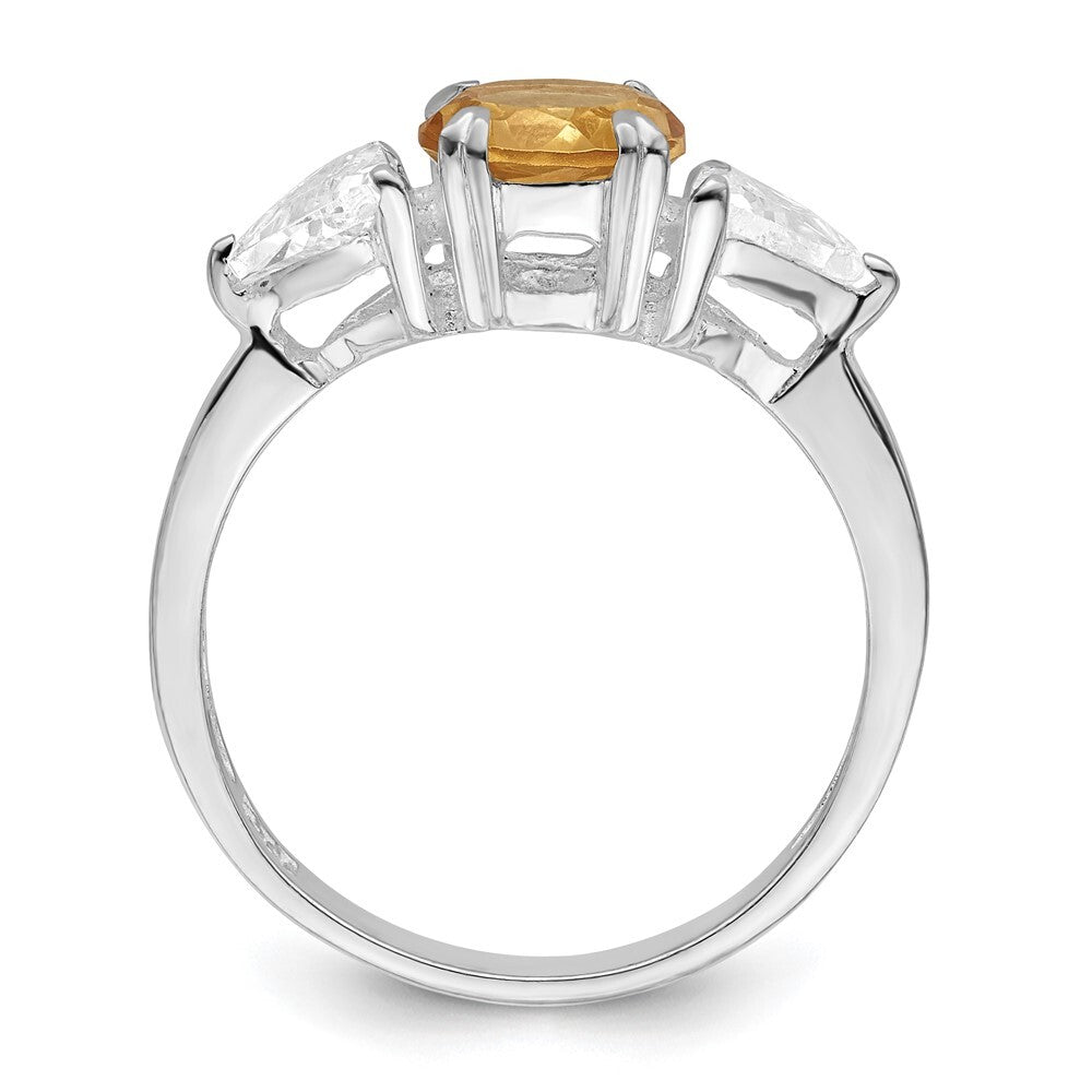 Sterling Silver Rhodium Citrine ring Size 6