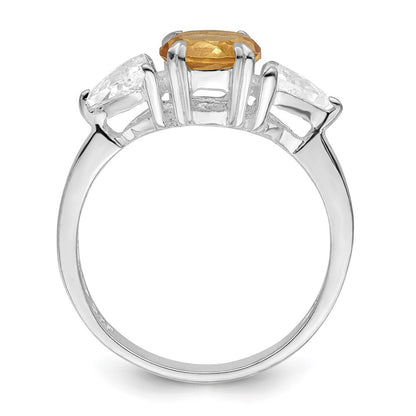 Sterling Silver Rhodium Citrine ring Size 6