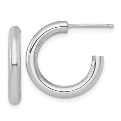 14k White Gold Polished 3.0 x 20mm Tube C-Hoop Earrings Gift for Women