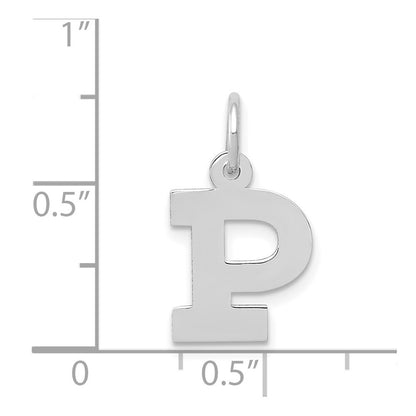 14k White Gold Small Block Letter P Initial Charm Pendant for Women