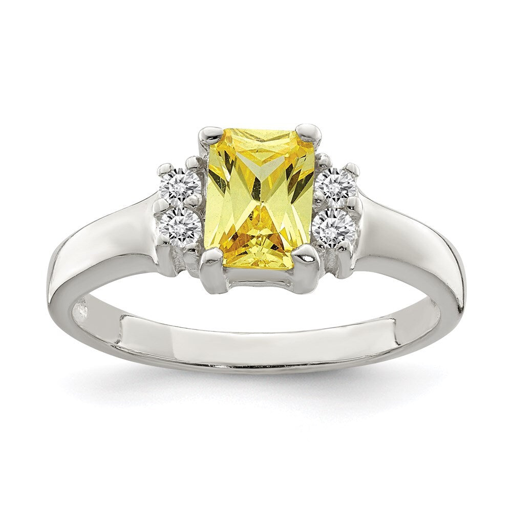 Sterling Silver Yellow & White Cubic Zirconia Ring Size 6