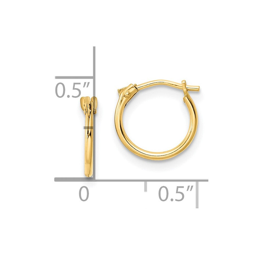 14k Yellow Gold Polished Hoop Earrings Gift for Women