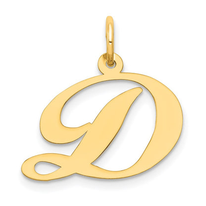 14k Yellow Gold Medium Fancy Script Letter D Initial Charm