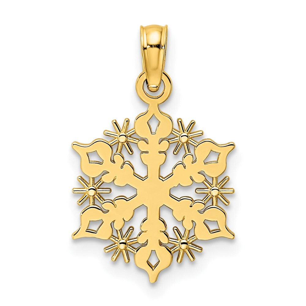 14k Yellow Gold Polished Snowflake Pendant for Women