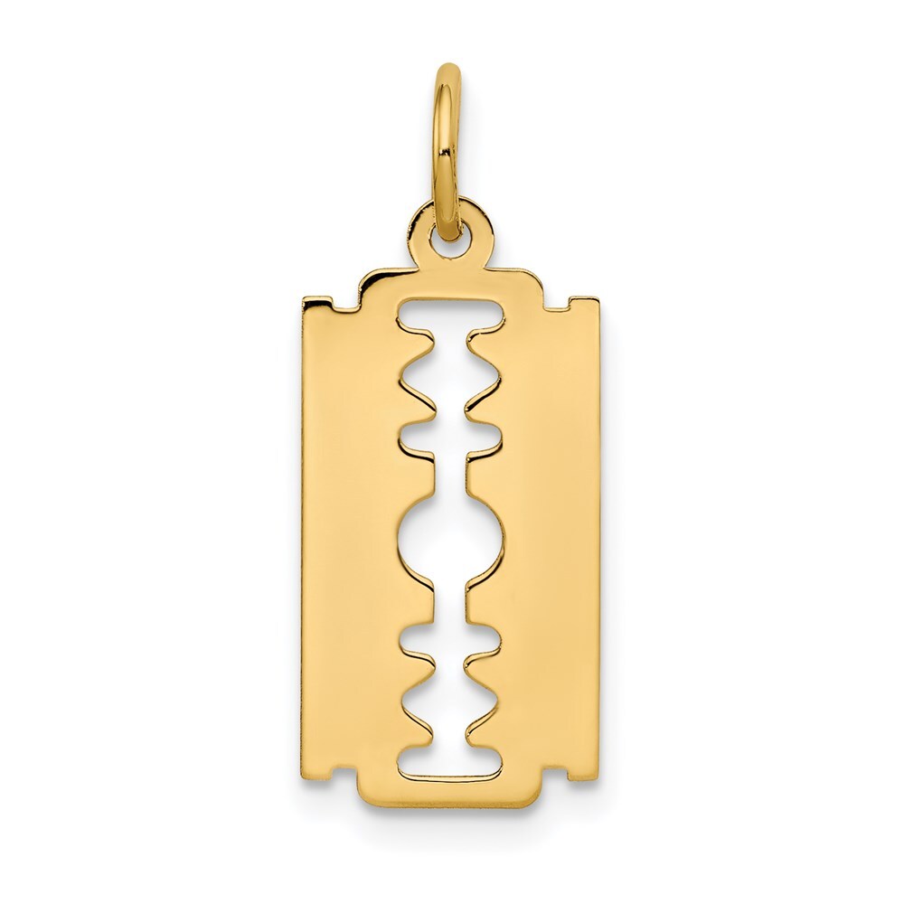14k Yellow Gold Polished Razor Blade Charm Pendant for Women