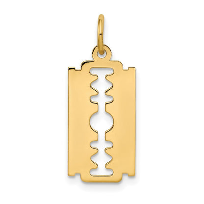 14k Yellow Gold Polished Razor Blade Charm Pendant for Women