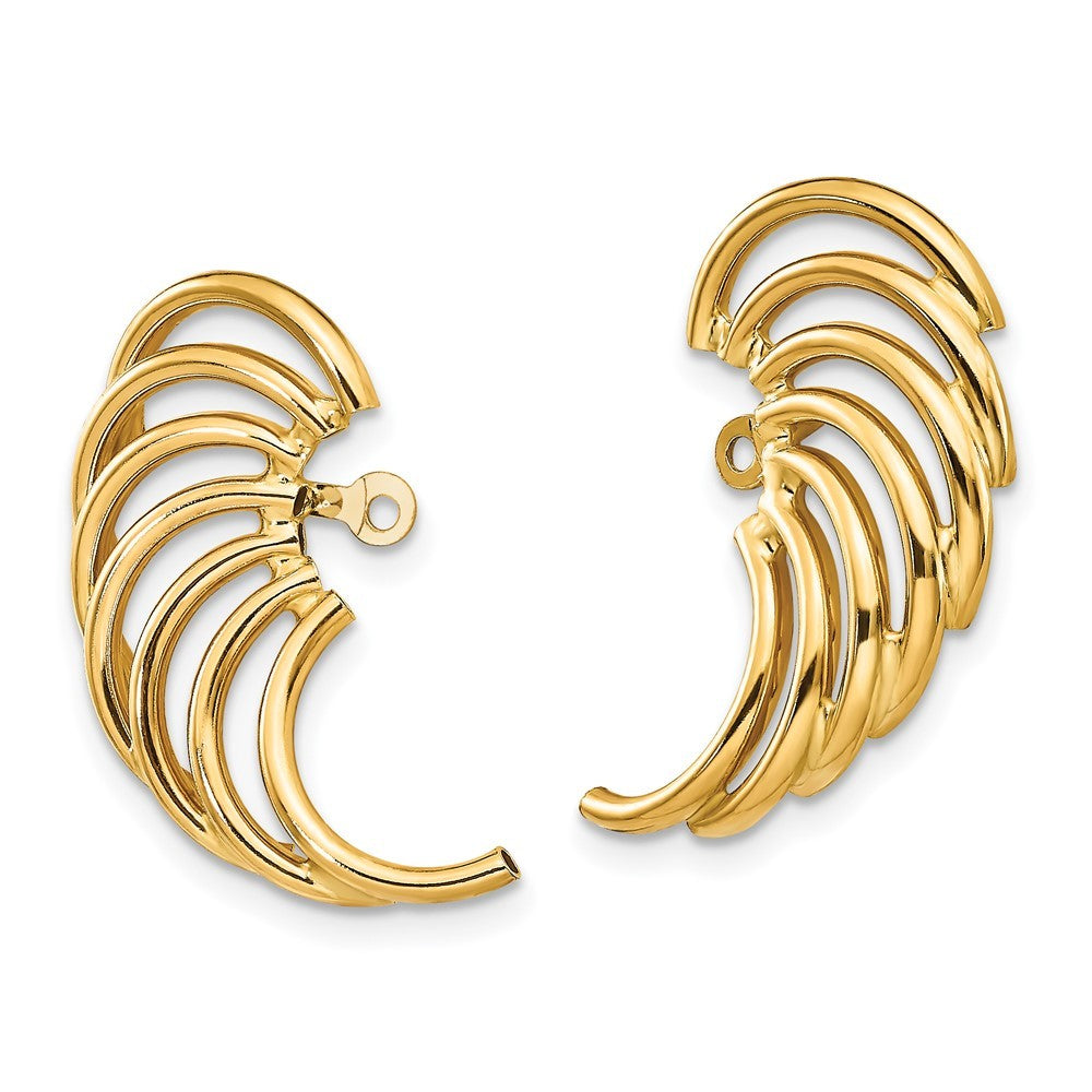 14k Yellow Gold Polished Swirl Shaped Earring Jackets