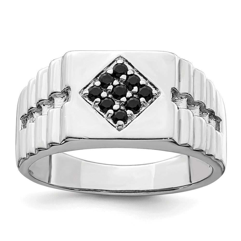 Sterling Silver Rhodium-plated Men's Onyx Ring Size 11
