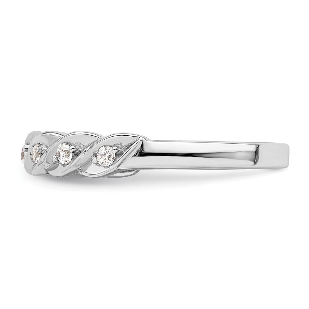 Sterling Silver RH Polished CZ Twisted Ring Size 6