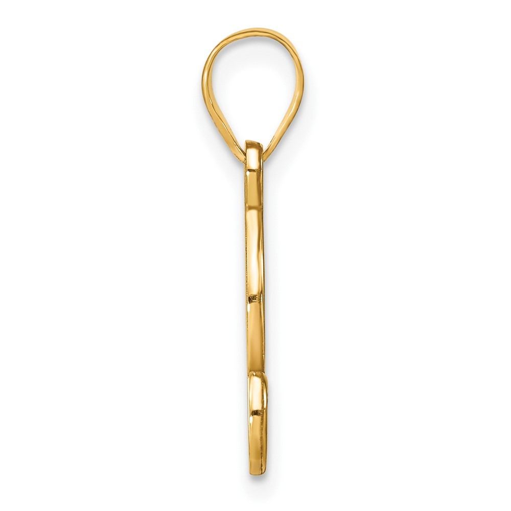 14k Yellow Gold Script Letter I Initial Pendant with Diamond