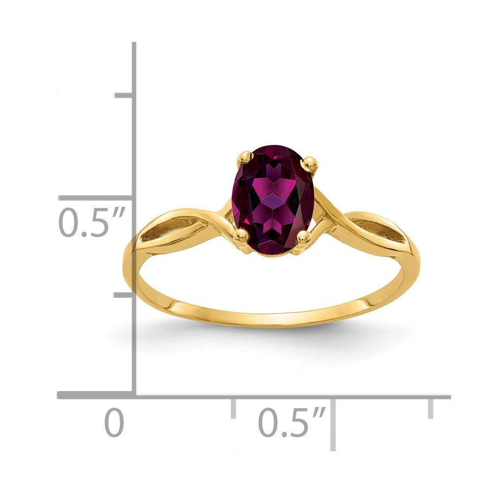 14K Yellow Gold 7x5mm Oval Rhodolite Garnet ring
