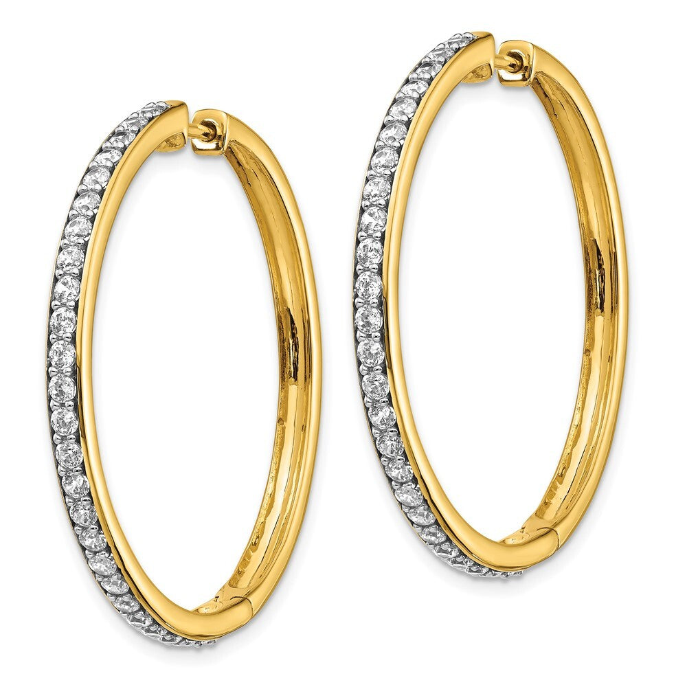 14k Yellow Gold Diamond Hinged Hoop Earrings