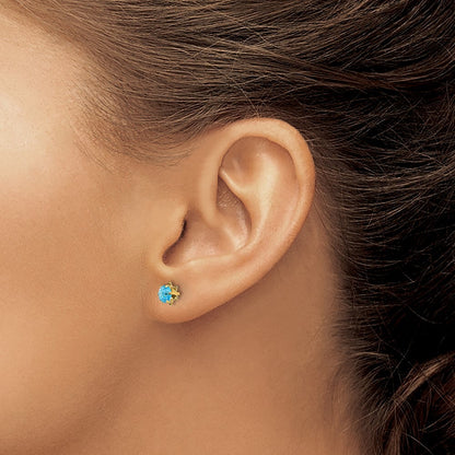 14k Yellow Gold 4mm Cubic Zirconia Birthstone (Dec) Screwback Stud Earrings