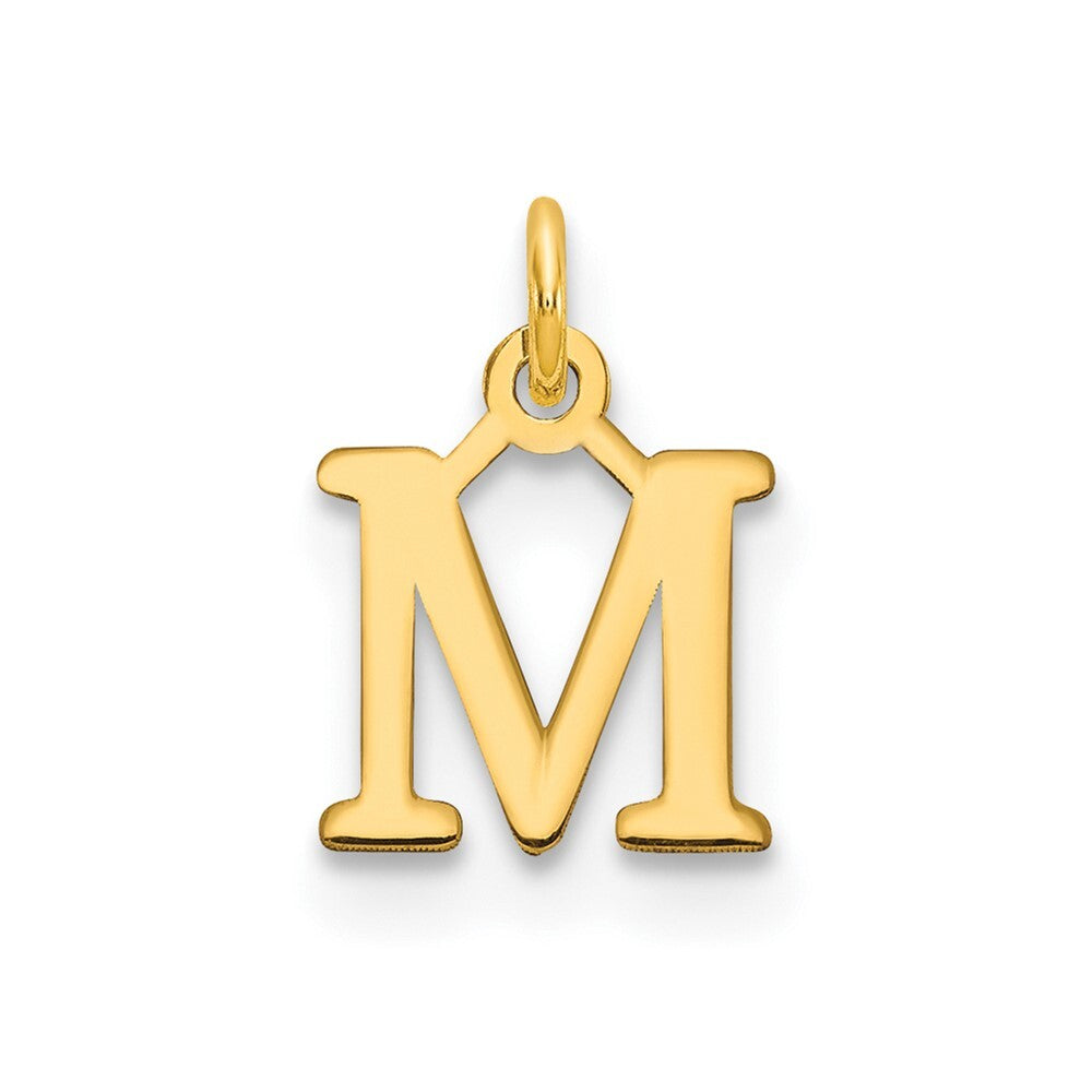 14k Yellow Gold Cutout Letter M Initial Pendant for Women