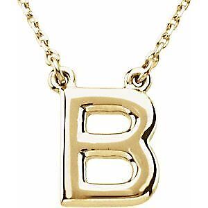 14k Yellow Gold Block Initial B Pendant Necklace 16" for Women