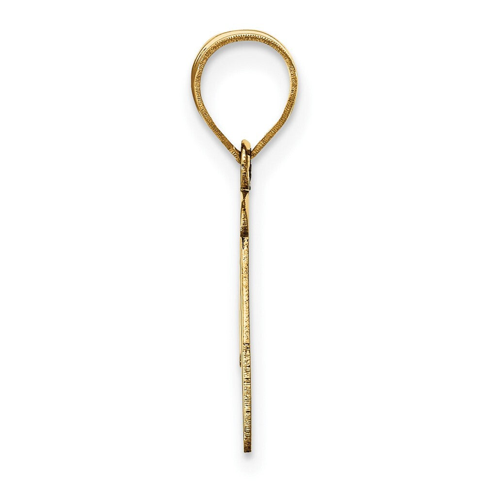 14k Yellow Gold Polished Script Letter P Initial Pendant for Women
