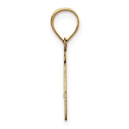 14k Yellow Gold Polished Script Letter P Initial Pendant for Women