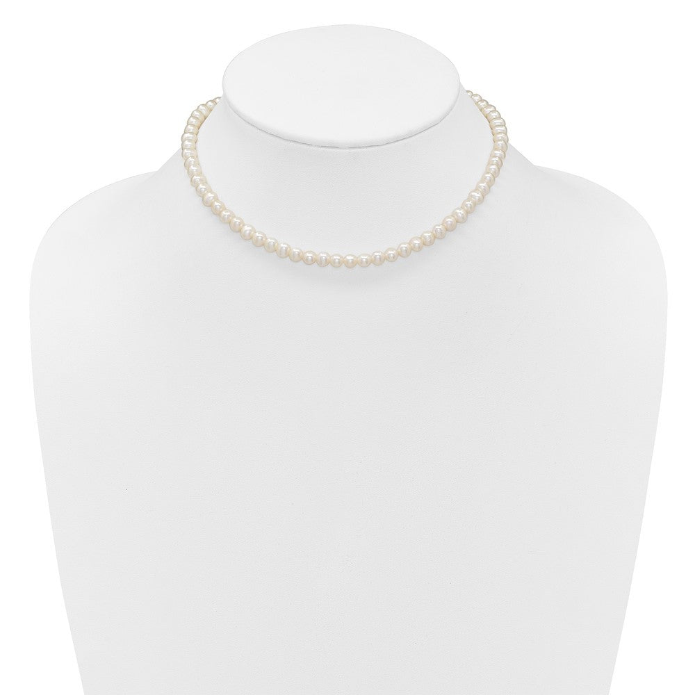Sterling Silver 6mm Semi-Round Cultured Pearl Choker Necklace 14" w/ 2" Ext