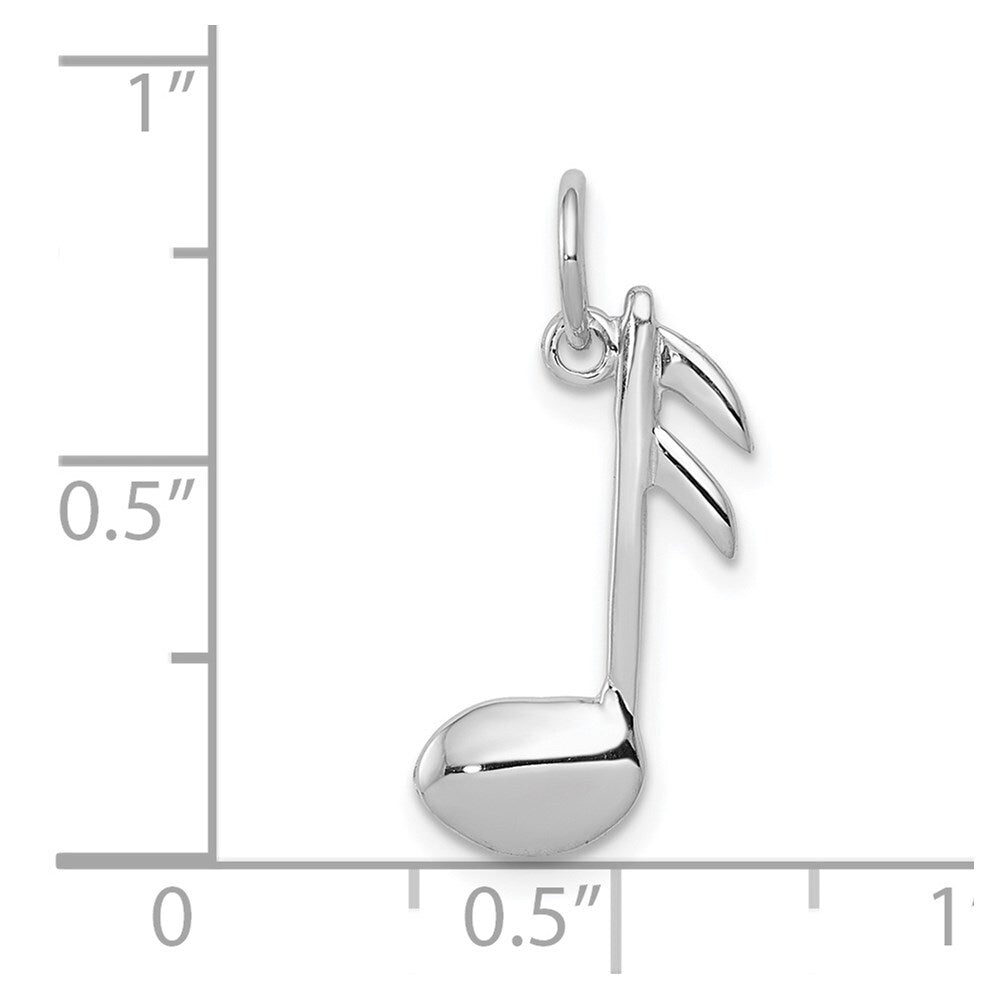 14k White Gold Polished Flat-Backed Musical Note Charm Pendant for Women
