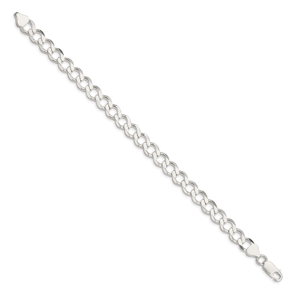Sterling Silver 8.1mm Semi-solid Flat Curb Chain Bracelet