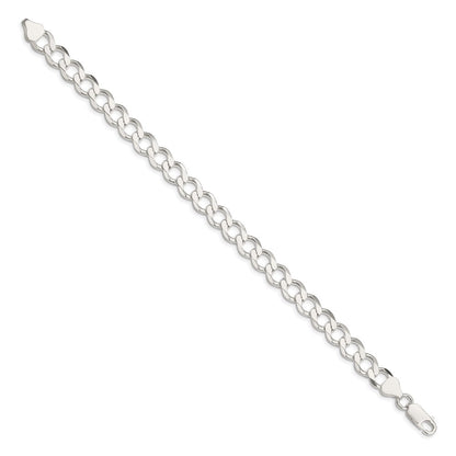 Sterling Silver 8.1mm Semi-solid Flat Curb Chain Bracelet