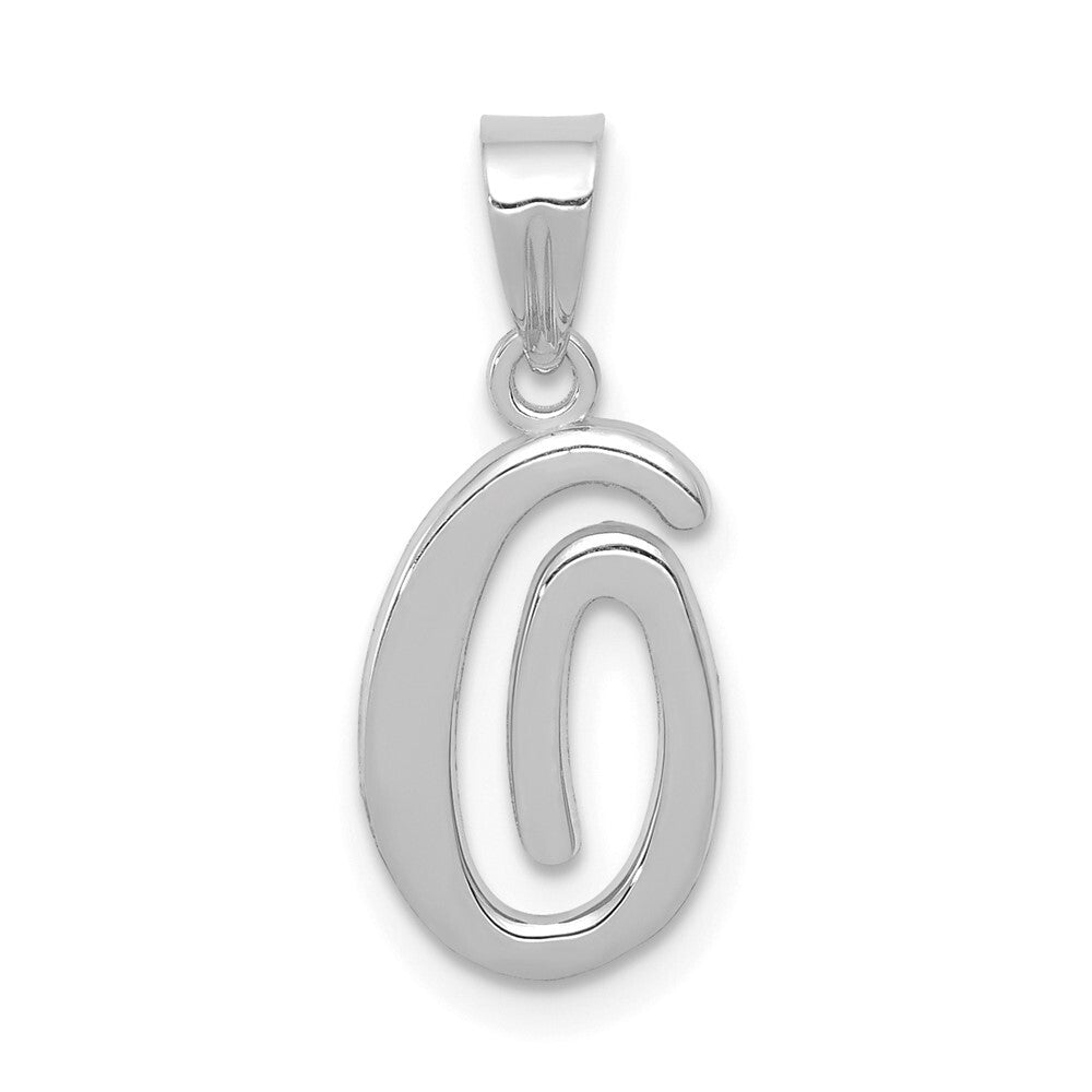 14k White Gold Script Letter O Initial Pendant for Women