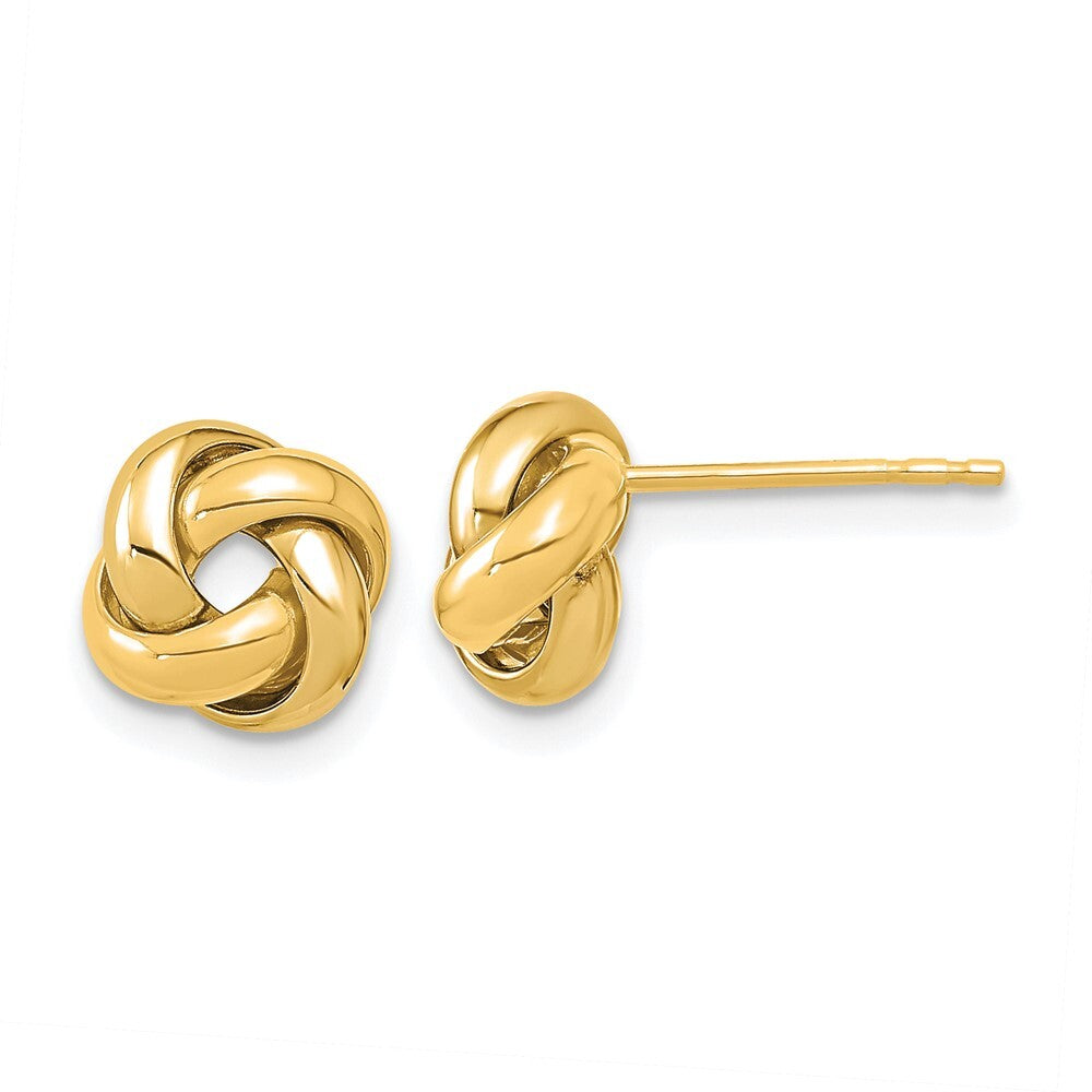 14k Yellow Gold Polished Love Knot Stud Earrings Gift for Women