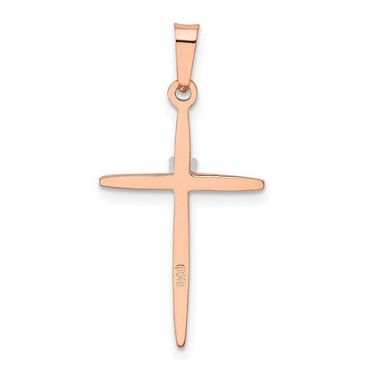 14k Rose Gold Diamond Cross Pendant for Women