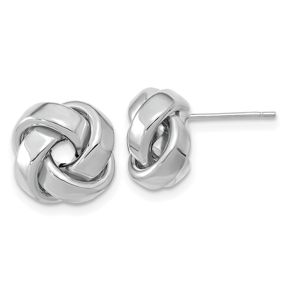 14k White Gold Polished Love Knot Stud Earrings Gift for Women