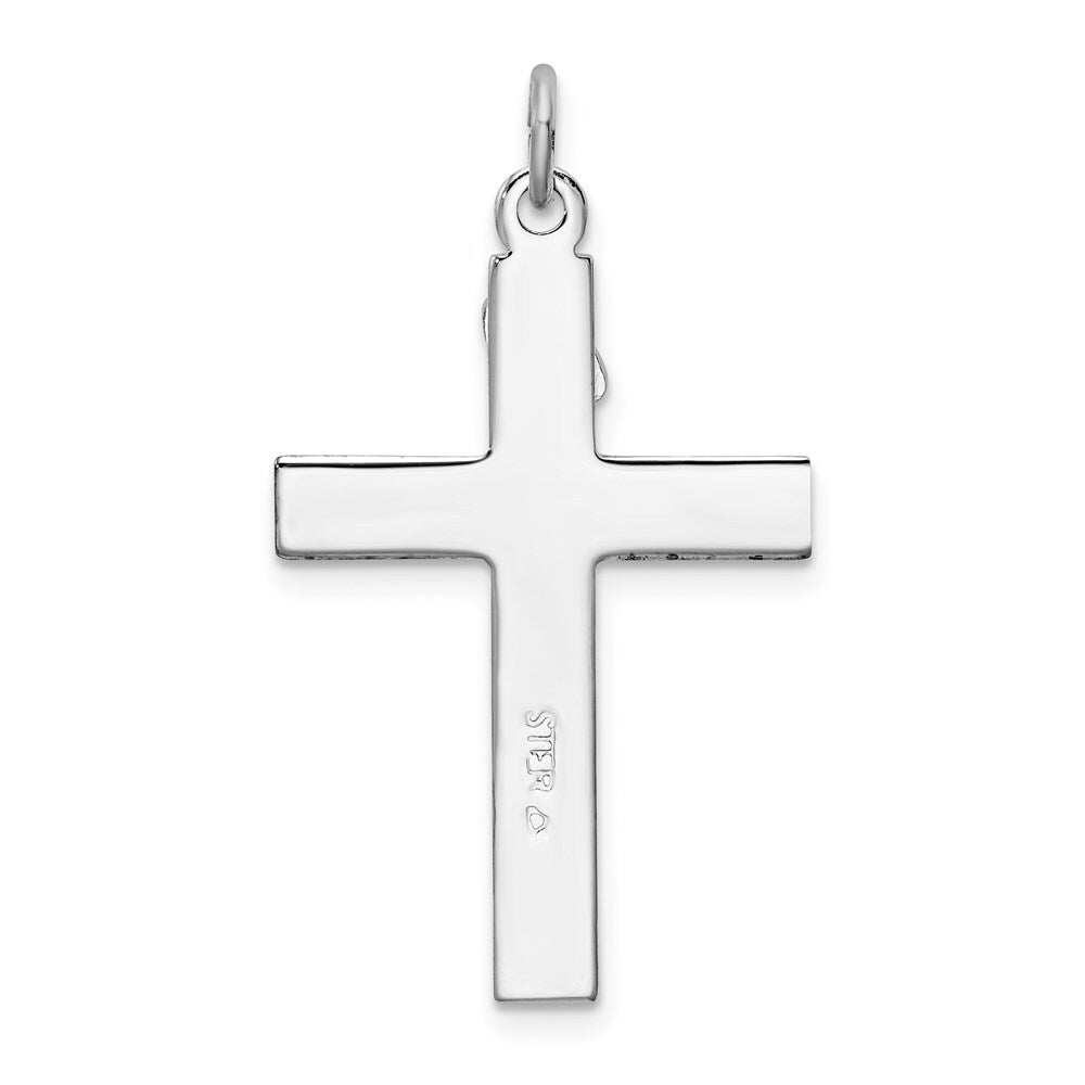 Sterling Silver Rhodium-plated Enameled Crucifix Pendant