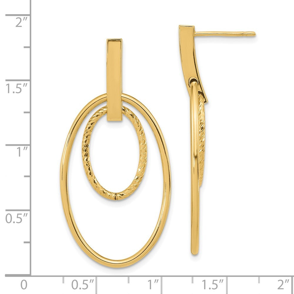 14k Yellow Gold Polished Diamond Cut Dangle Earrings