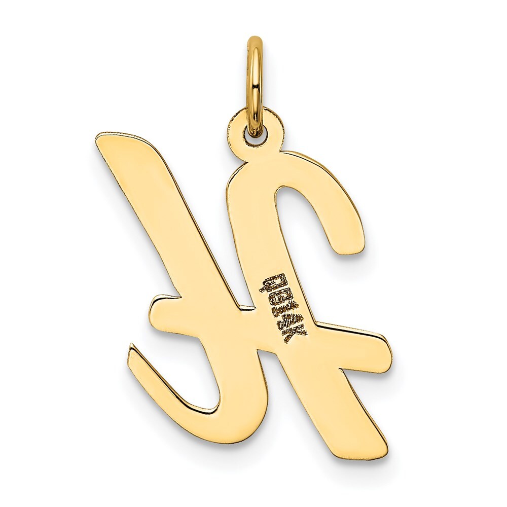 14k Yellow Gold Large Script Letter H Initial Charm Pendant for Women