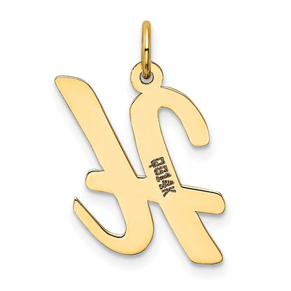 14k Yellow Gold Large Script Letter H Initial Charm Pendant for Women
