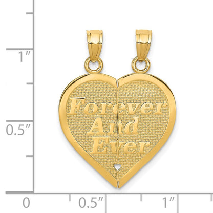 14k Yellow Gold Reversible FOREVER AND EVER Break-apart Heart Pendant