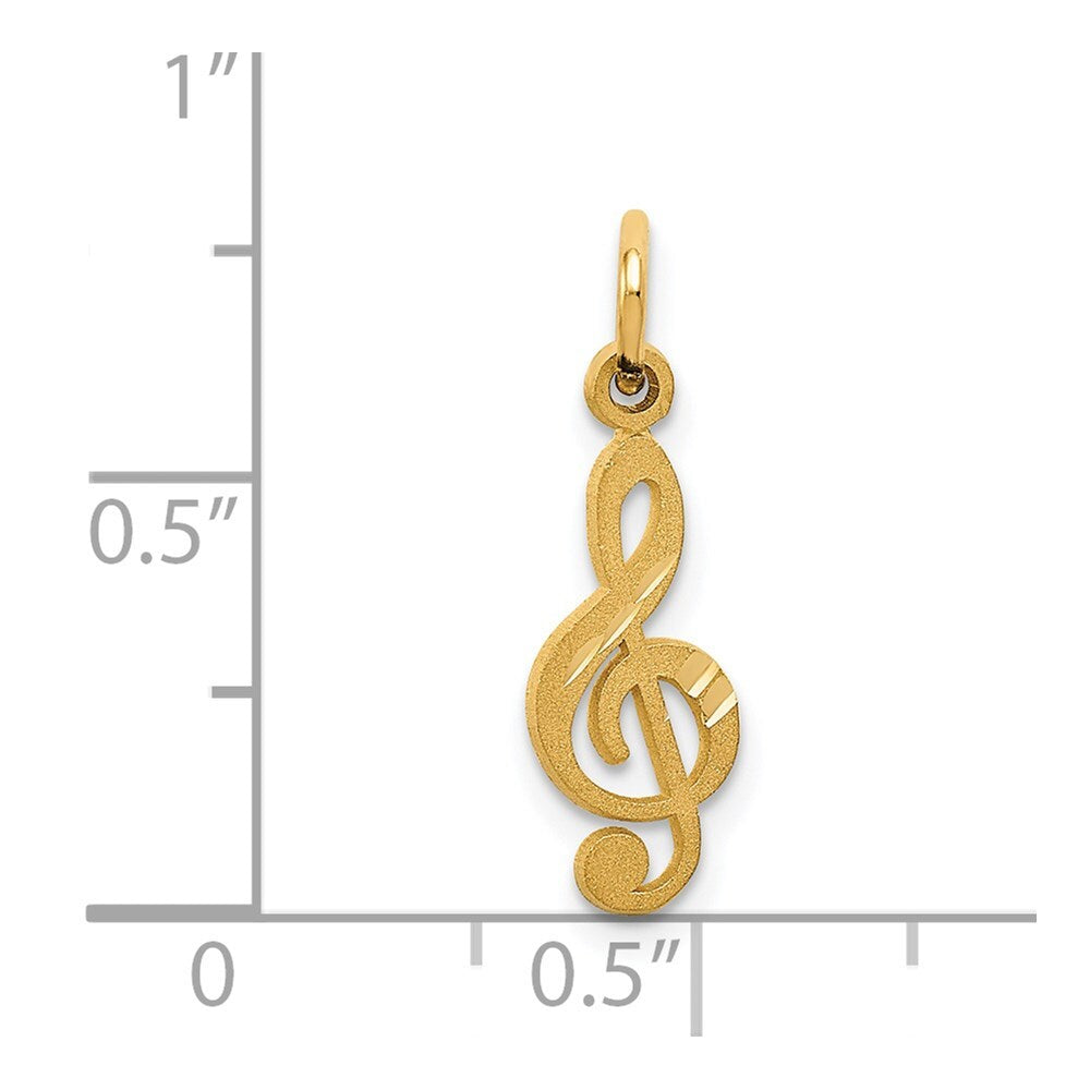 14k Yellow Gold Treble Clef Charm Pendant for Women