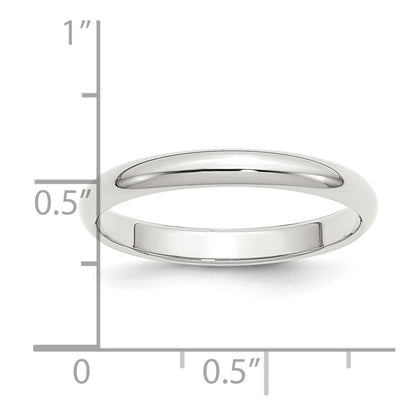 Sterling Silver 3mm Half Round Size 12 Band Ring