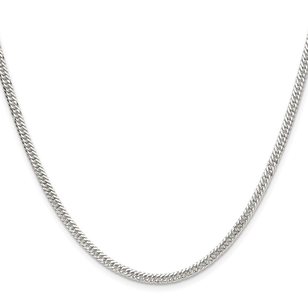 Sterling Silver Polished 3.0mm Double Diamond-cut Curb Chain Necklace